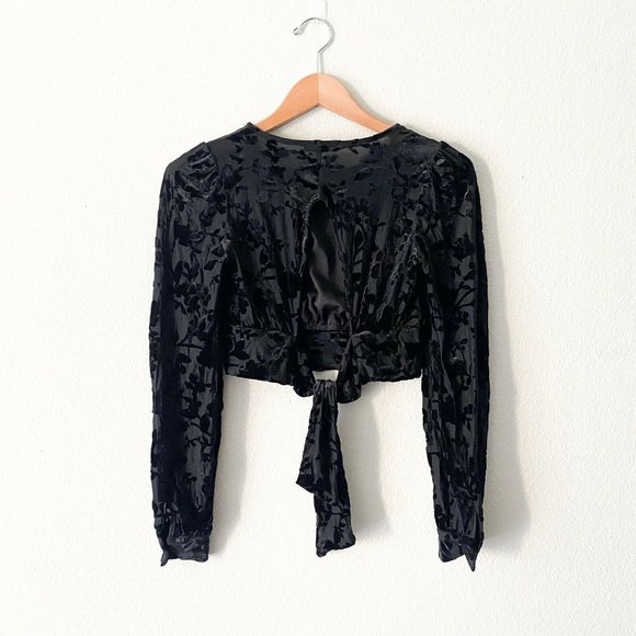 Forever 21 Holiday Velvet Cropped Top Tied - Picture 4 of 5